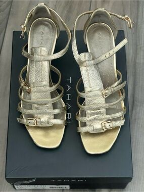 Tahari Metallic Gold Strappy Gladiator Sandals